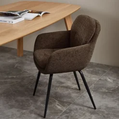 Woood Runa eetkamerstoel Chenille warm bruin