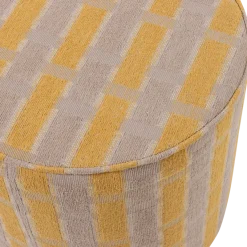 Woood Sarli Poef Hoog Ruit Dessin Chenille Taupe/Geel [fsc]