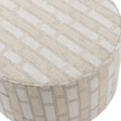 Woood Sarli Poef Laag Ruit Dessin Chenille Naturel/Beige [fsc]