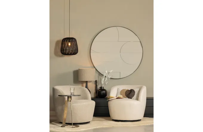 Woood Serra Draaifauteuil Geweven Stof Zand
