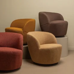 Woood Serra draaifauteuil melange stof curry