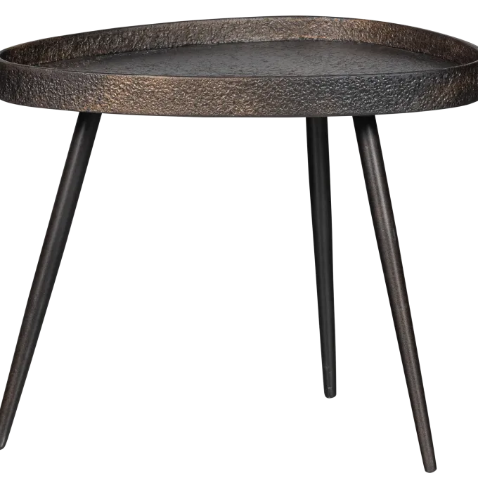 Woood Set van 2 - crude bijzettafels antique bronze