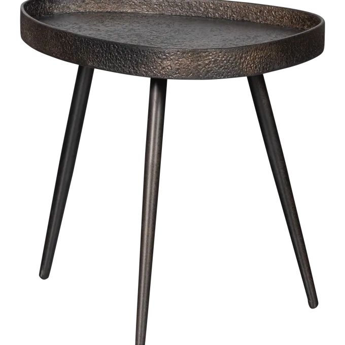 Woood Set van 2 - crude bijzettafels antique bronze