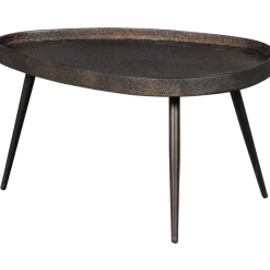 Woood Set van 2 - crude bijzettafels antique bronze