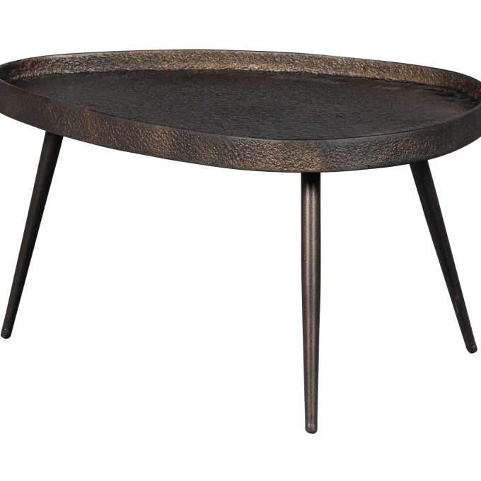 Woood Set van 2 - crude bijzettafels antique bronze