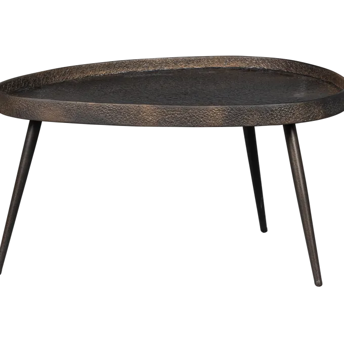 Woood Set van 2 - crude bijzettafels antique bronze