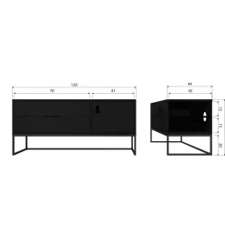 Woood Silas tv meubel 120cm essen blacknight [fsc]