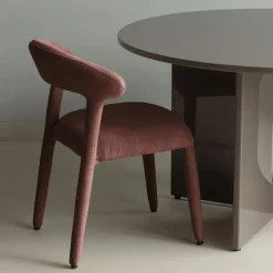 Woood Sile Eetkamerstoel Linnenlook Bordeauxrood - Set Van 2 [FSC]