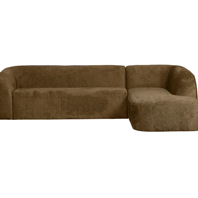 Woood Sloping hoekbank rechts structure velvet brass