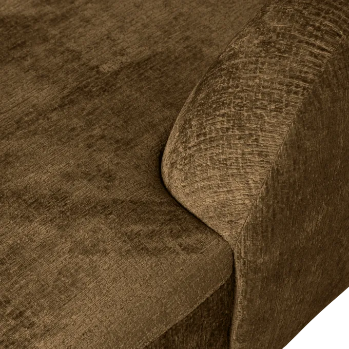 Woood Sloping hoekbank rechts structure velvet brass