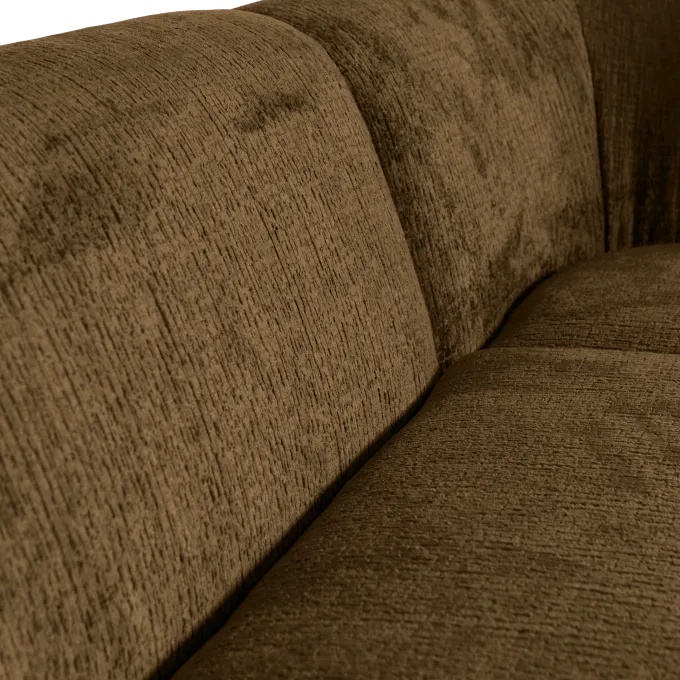 Woood Sloping hoekbank rechts structure velvet brass