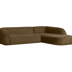 Woood Sloping hoekbank rechts structure velvet brass