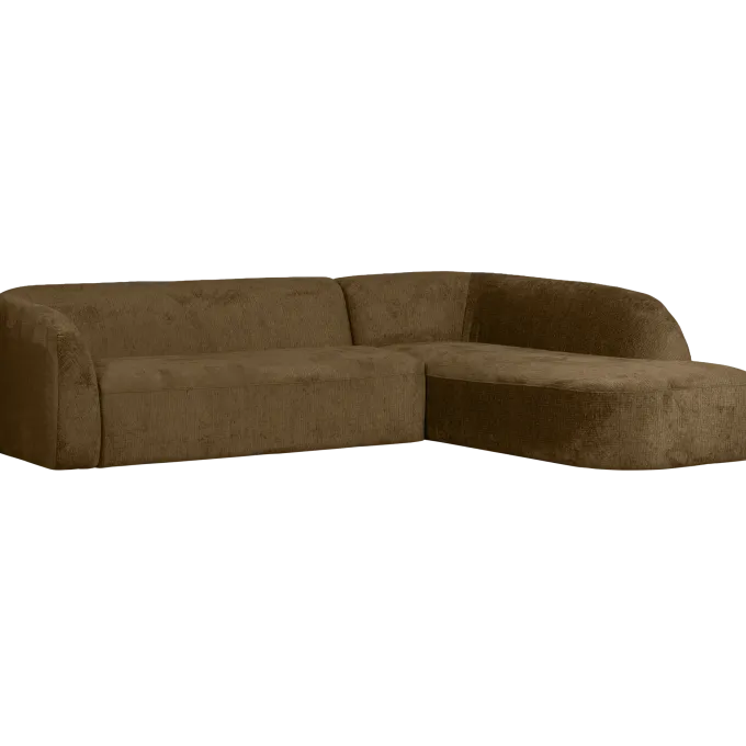 Woood Sloping hoekbank rechts structure velvet brass