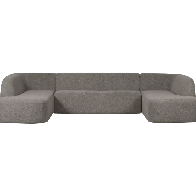 Woood Sloping u-vorm bank grijs melange