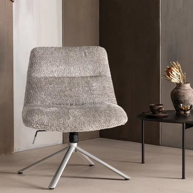 Woood Soren Verstelbare Draaifauteuil Wollig Grijs
