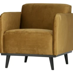 Woood Statement fauteuil met arm fluweel honing geel