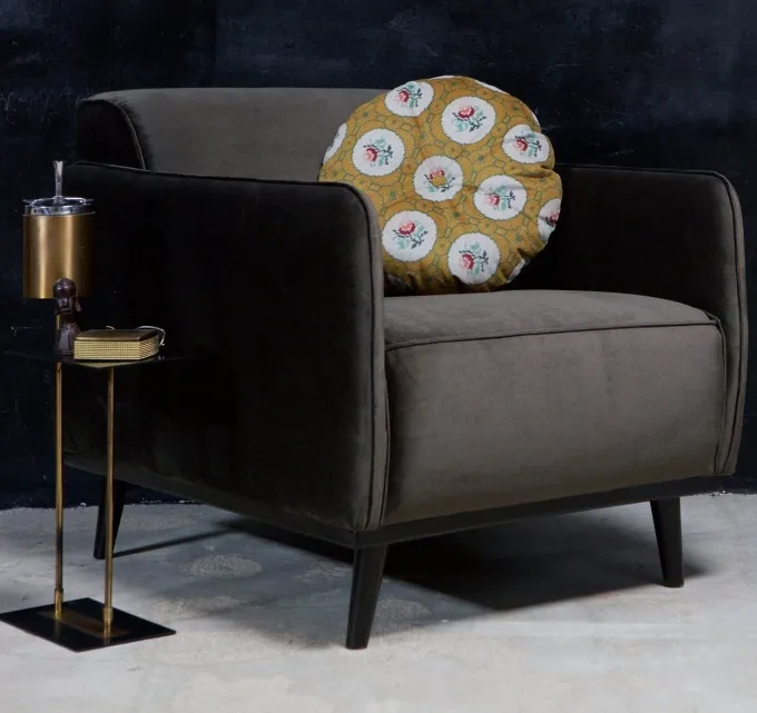 Woood Statement fauteuil met arm fluweel warm groen