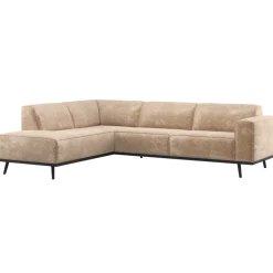 Woood Statement Hoekbank Links Chenille Velvet Perzikroze