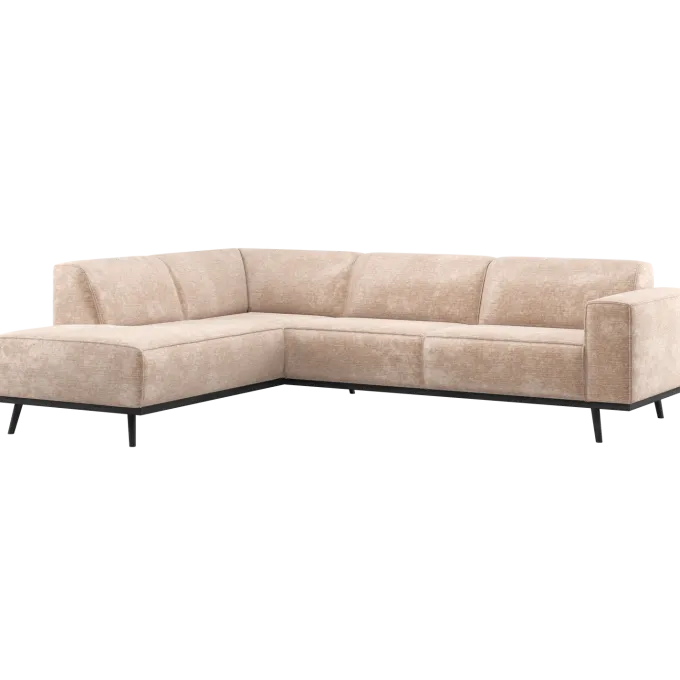 Woood Statement Hoekbank Links Chenille Velvet Naturel