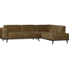 Woood Statement hoekbank rechts structure velvet brass