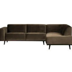 Woood Statement hoekbank rechts fluweel taupe