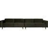 Woood Statement xl 4-zits bank 372 cm fluweel warm groen