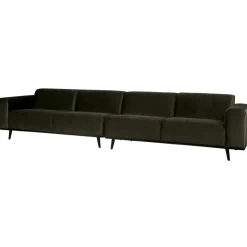 Woood Statement xl 4-zits bank 372 cm fluweel warm groen