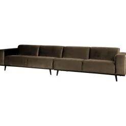 Woood Statement xl 4-zits bank 372 cm fluweel taupe