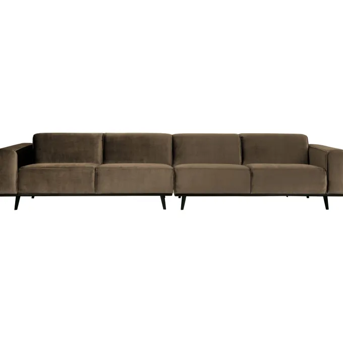Woood Statement xl 4-zits bank 372 cm fluweel taupe