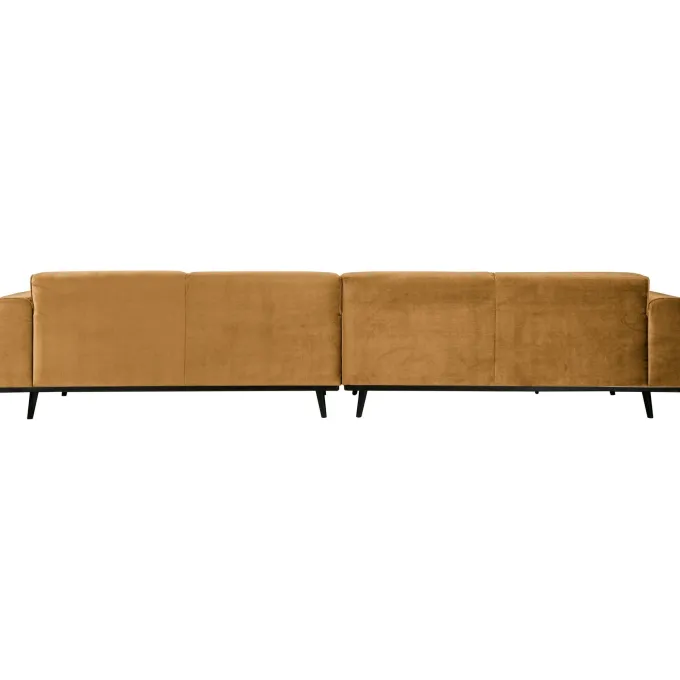 Woood Statement xl 4-zits bank 372 cm fluweel honing geel