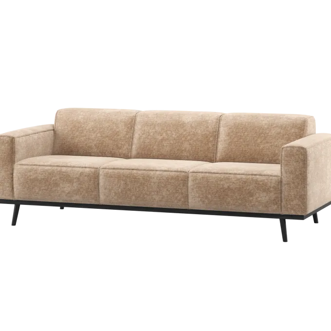 Woood Statement 3-Zits Bank 230 Cm Chenille Velvet Perzikroze