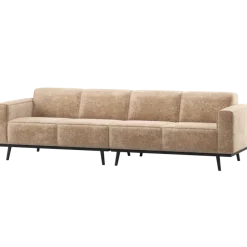Woood Statement 4-Zits Bank 280 Cm Chenille Velvet Perzikroze