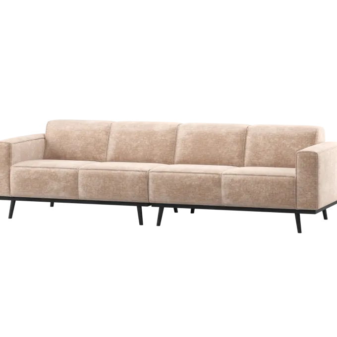Woood Statement 4-Zits Bank 280 Cm Chenille Velvet Naturel