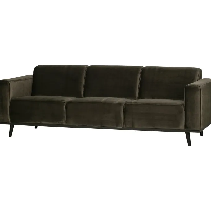 Woood Statement 3-zits bank 230 cm fluweel warm groen