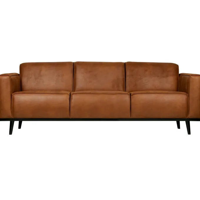 Woood Statement 3-zits bank 230 cm lederlook cognac