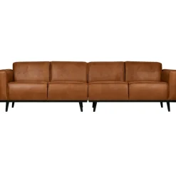 Woood Statement 4-zits bank 280 cm lederlook cognac