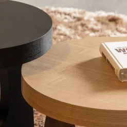 Woood Tala bijzettafel mdf fineer zwart ø45cm