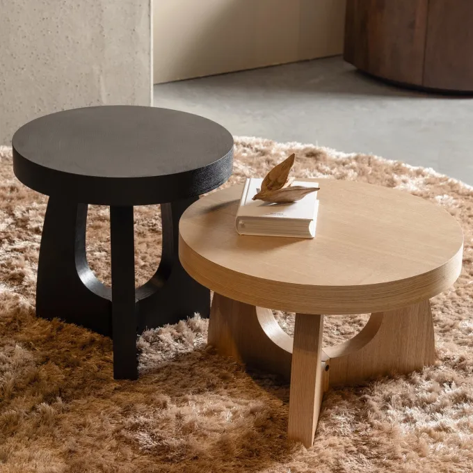 Woood Tala bijzettafel mdf fineer zwart ø45cm