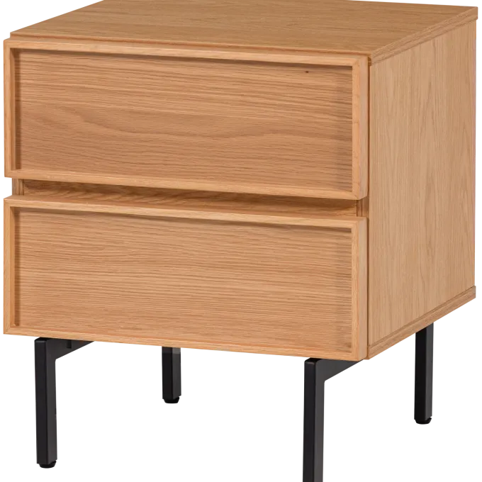 Woood Tours Ladekast/Nachtkastje 2 Lades Melamine/Mdf Naturel