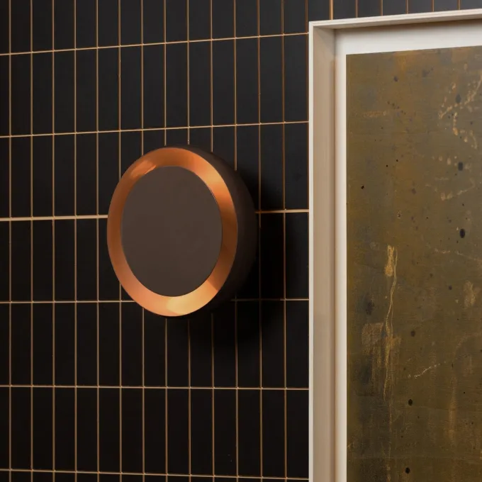 Woood Wandlamp Gloomy rond metaal bruin