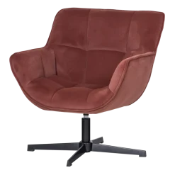 Woood Wibo Draaifauteuil Mat Velvet Bruinrood [fsc]