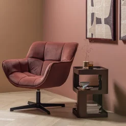 Woood Wibo Draaifauteuil Mat Velvet Bruinrood [fsc]