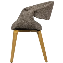 Woood Yossi eetkamerstoel bruin met houten poot naturel