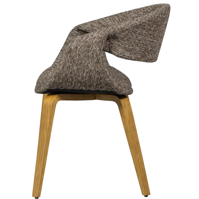 Woood Yossi eetkamerstoel bruin met houten poot naturel