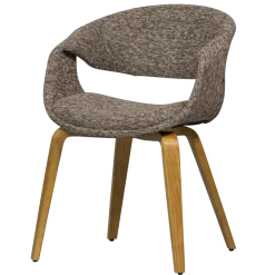 Woood Yossi eetkamerstoel bruin met houten poot naturel