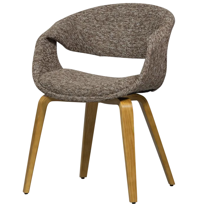 Woood Yossi eetkamerstoel bruin met houten poot naturel