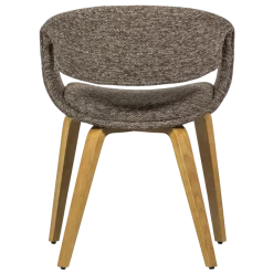 Woood Yossi eetkamerstoel bruin met houten poot naturel