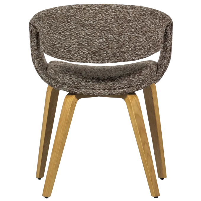 Woood Yossi eetkamerstoel bruin met houten poot naturel
