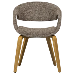 Woood Yossi eetkamerstoel bruin met houten poot naturel