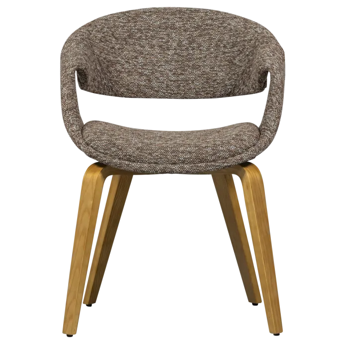 Woood Yossi eetkamerstoel bruin met houten poot naturel